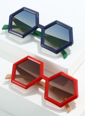 英国moleubak多边形太阳镜 欧美个性菱角六边形大框时尚墨镜ins