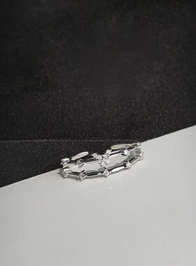 日系设计师topwhits925银双层蝴蝶戒指女轻奢甜美闪钻指环小众