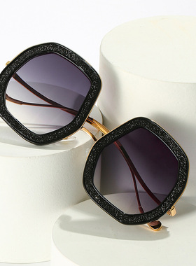 英国moleubak新款鹅蛋太阳镜 欧美潮流时尚街拍闪粉眼镜 个性