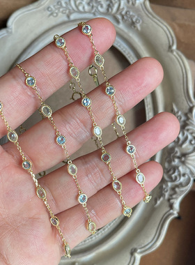 日本轻奢s925银14k金石手链能量系蓝拖帕黄水晶彩宝手链