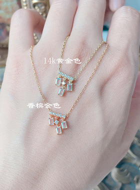 日系轻奢 光影枝形吊灯  满天星镶钻流苏钻石 银满钻项链套装