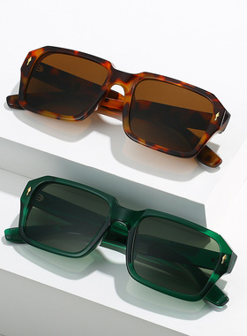 英国moleubak新款方形太阳镜 高品质男款复古黑色经典铆钉时尚