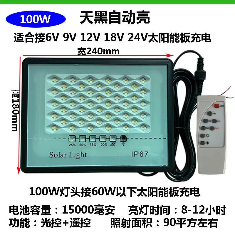 太阳能9-24v户外防水灯头组装配件LED投光灯农村室外庭院单卖灯头 - 图0