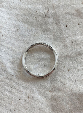 日系cherry kitty925银戒指字母波浪闭口戒子简约百搭ins博主