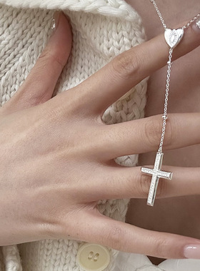 日系cherry kitty925银镶钻恶魔之眼爱心项链女简约小众设计感