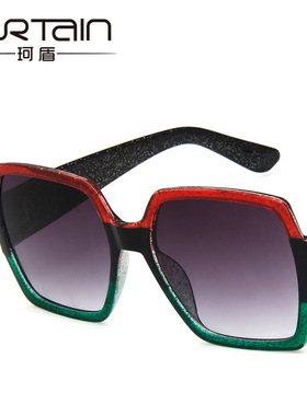 日本cherry kitty欧美潮流大方框太阳镜 时尚多彩闪粉太阳眼镜