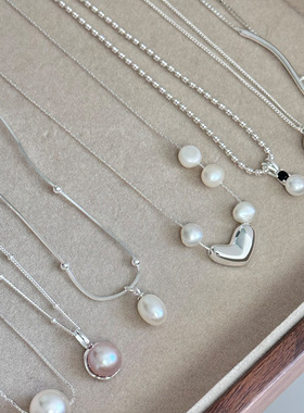 日系cherry kitty珍珠项链合集s925银锁骨链年初春韩国款银项链