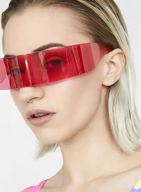 日本cherry kitty新款科技感眼镜蹦迪嘻哈街头墨镜长方形一体