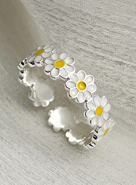 日系cherry kitty小雏菊戒指s925通体银专柜永痕花朵年初春新