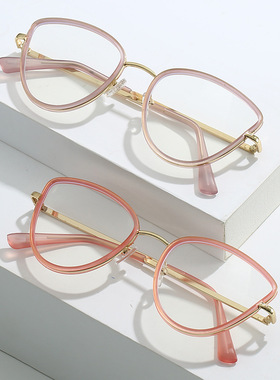 日本cherry kitty欧美全框金属猫眼平光镜新款夏tr眼镜架个性