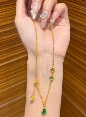 日系Cherry Kitty轻奢新中式绿葫芦项链女ins精致高级感吊坠独特