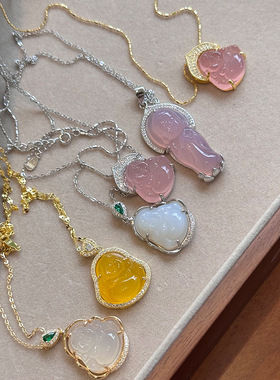 日系cherry kitty佛公项链s925银锁骨链新中式国潮银链子年流行