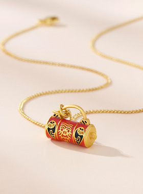 日系Cherry Kitty藏式珐琅彩扎基拉姆项链女vintage古法传承