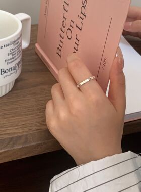 日系cherry kitty925银不规则熔岩方块戒指女简约ins冷淡风气质