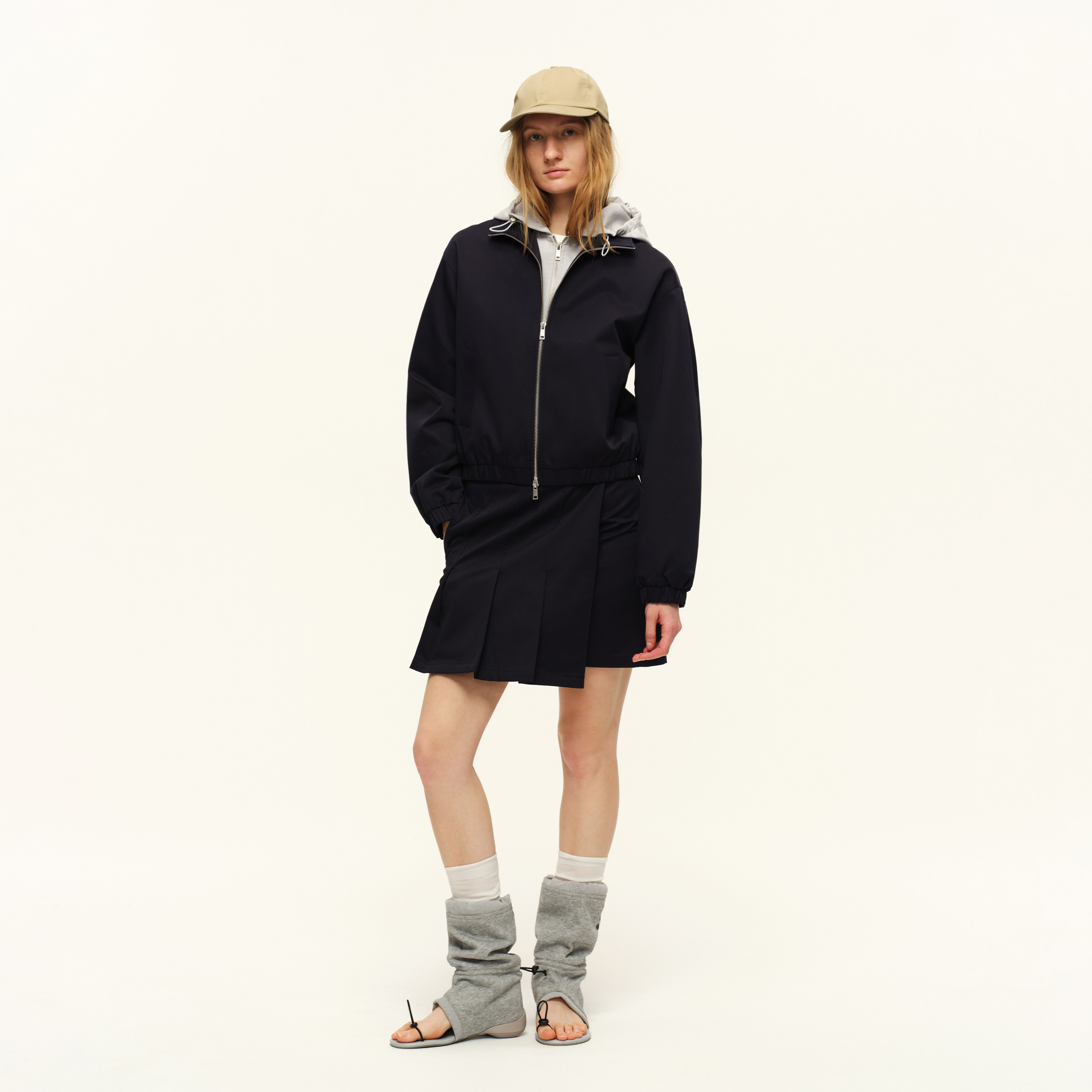 出逃赤岗西 假两件撞色全棉外套+侧拉链A字百褶短裙套装两件套女,淘宝优惠券,粉丝福利购,淘宝优惠卷