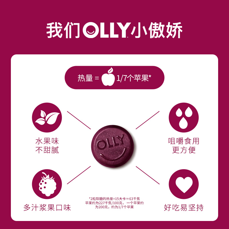 OLLY女性女士复合维生素ce软糖叶酸泛酸生物素抵抗力软糖70粒VC - 图2