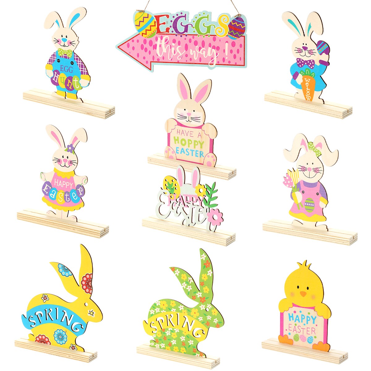 Easter Decoration Easter Rabbit Wooden Pendant Bunny Hanging - 图2