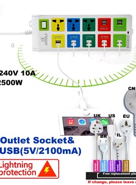 100~240v eu power strip with Lightning protection