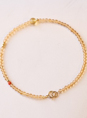 日本Portney Bell一夜暴富极细黄水晶手链女超细设计感小众ins