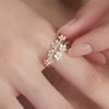 Japanese portney bell925 silver gentle temperament flower ring for women ins niche design ancient style stacking wear