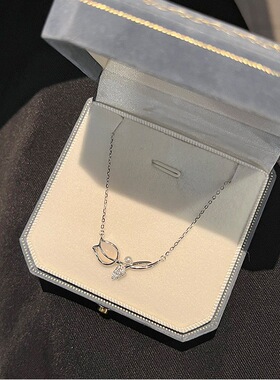 英国设计师cherry kitty925银白玉髓郁金香项链轻奢高级感锁骨