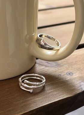 英国设计师cherry kitty银瑞泰s925银不规则竹节戒指女ins风时尚