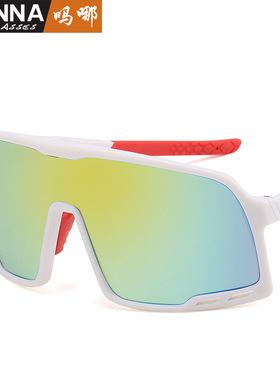 日本portney bell时尚骑行镜户运动连体大框墨镜女炫彩反光水银