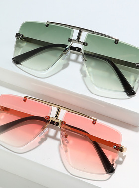 日本portney bell欧美秋季双梁无框太阳镜方框复古男士墨镜潮