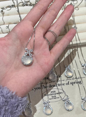 日本portney bells925银冰透白玉髓项链女 在逃公主ins轻奢高级