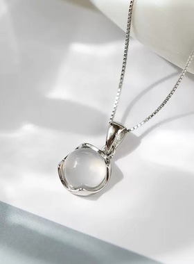 日本portney bells925银白玉髓圆形项链女ins清冷风超仙温柔气质