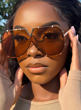 日本portney bell时尚金属连体太阳镜新款欧美v大框墨镜ins