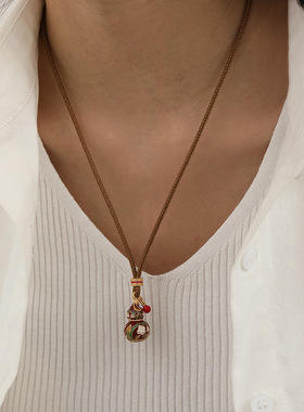 日本Portney Bell原创蛇年新中式红色葫芦项链轻奢高级感时尚