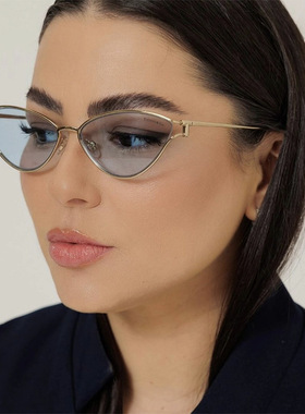 日本portney bell欧美三角猫眼太阳镜镂空高级感新款个性墨镜