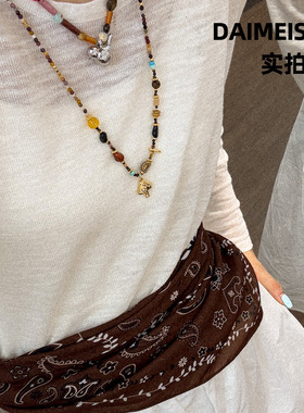 日本portney bell时尚精致日出蘑菇石串珠长款项链轻奢小众高级