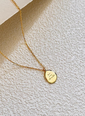 日本portney bells925银水滴形字母牌项链女ins冷淡风小众极简