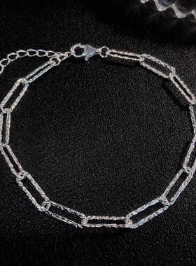 日本portney bells925银 波光粼粼闪光手链女ins冷淡风叠戴几何