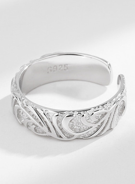 日本portney bells925银复古花纹戒指男高级感唐草图腾指环ins