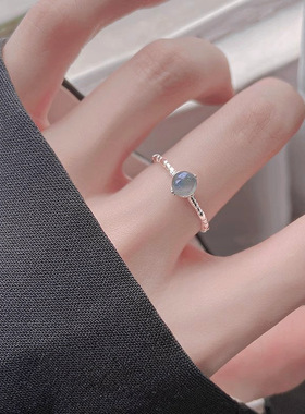 日本portney bells925银幻彩月光石戒指女ins小众设计森系甜美