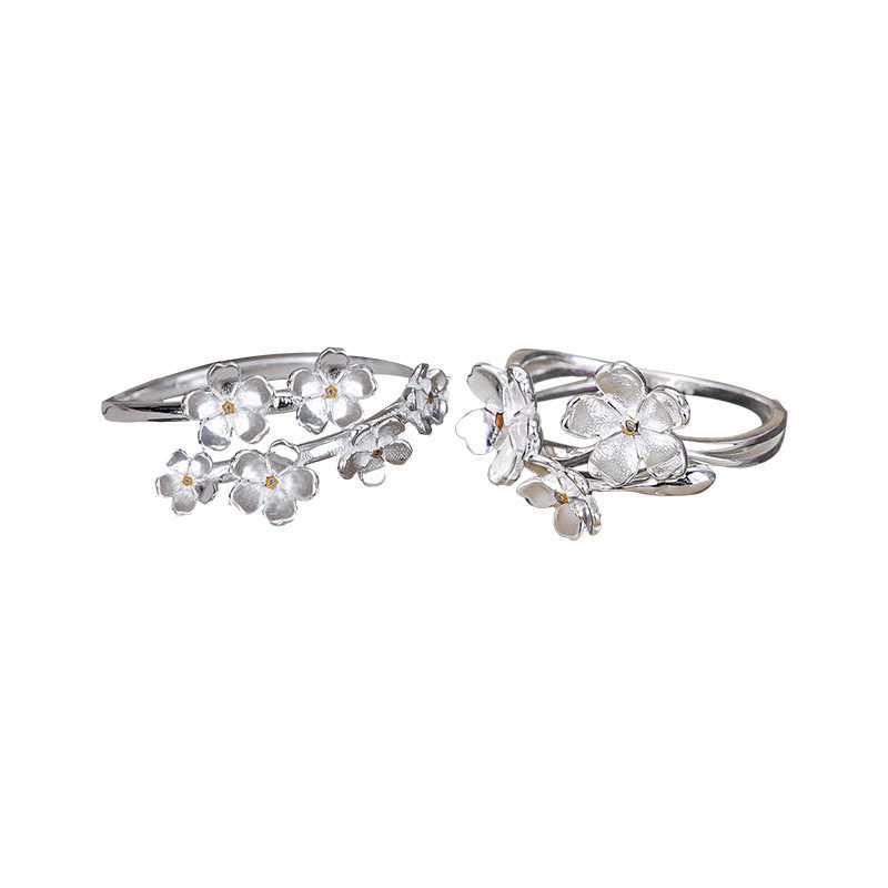 Japanese portney bell925 silver gentle temperament flower ring for women ins niche design ancient style stacking wear