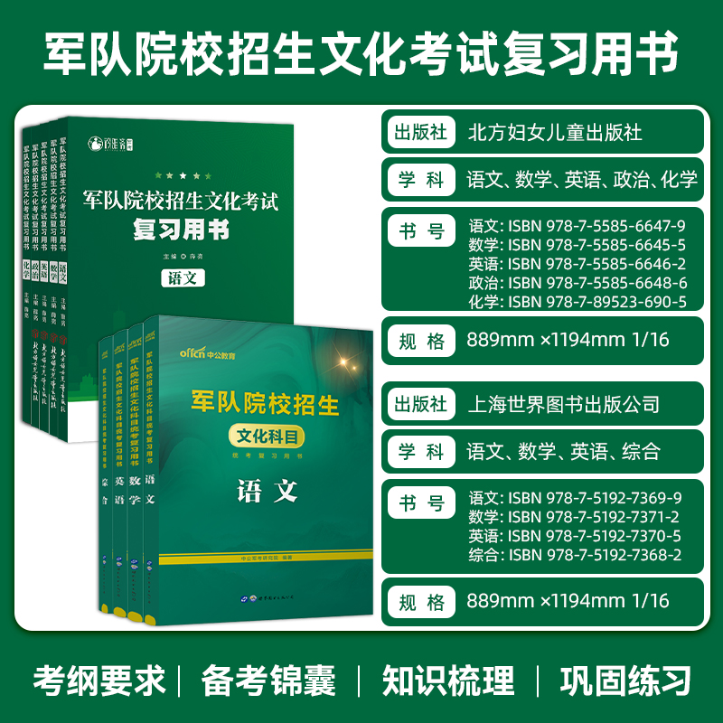 军考备考2024年考军校考试复习资料模拟试卷全套教材历年真题试卷军队部队军官士兵士官考学书高中专升本国防工业出版社 - 图2