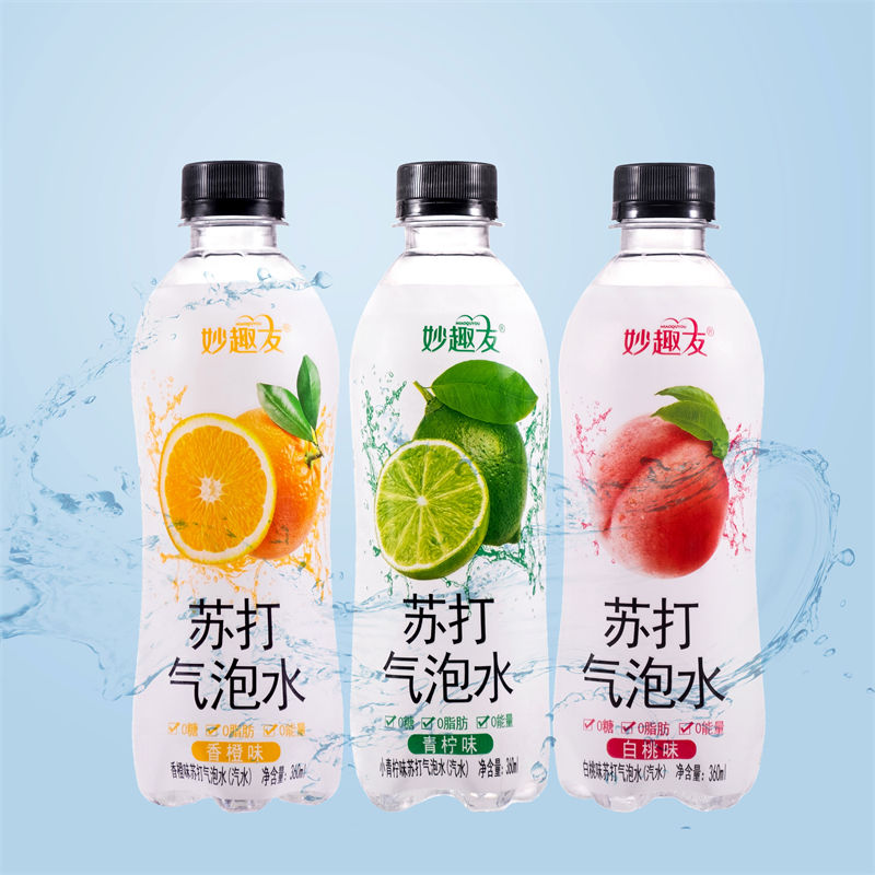 妙趣友苏打气泡水0糖0脂0卡360ml*24/12瓶整箱网红高颜值果味饮料 - 图2