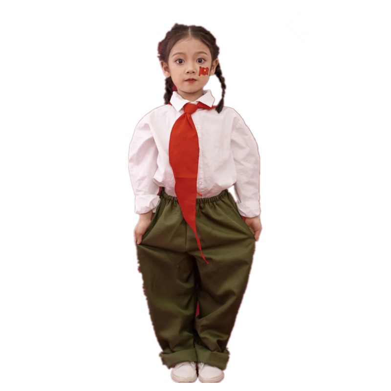 六一儿童表演服装幼儿园女童小红军红歌合唱知青诗歌朗诵服演出服 - 图3