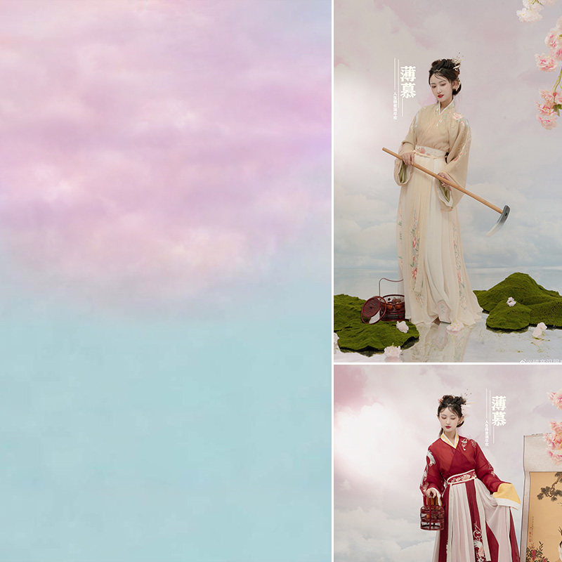 仿手绘油画背景布渐变色影楼摄影古装写真喷绘仿手绘室内拍照背景布艺术写真婚纱工笔画民国古装喷绘幕布