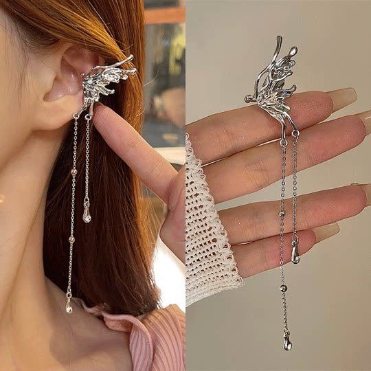 Butterfly ear bone clip forest style earrings for women without pierced ears