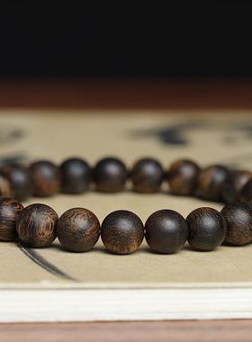 天然野文莱沉香木真品沉水手链素圈沉香手串旗舰店女正品