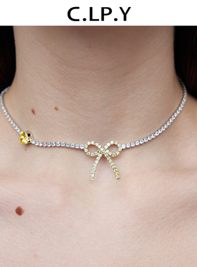 C.LP.Y镂空蝴蝶结钻链项链