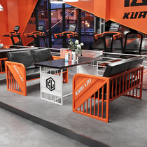 Cassette Sofa Mesh Red Creative Iron Art Milk Tea Shop Café Bar Clear gym Industrial Wind and chairs Combined