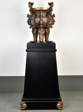 博景三足圆鼎纯铜鼎摆件公司前台背景墙落地摆件领导董事长办公室