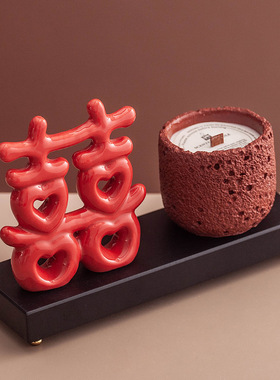 创意婚庆摆件结婚订婚场景布置装饰婚房客厅喜庆红色双喜备婚用品