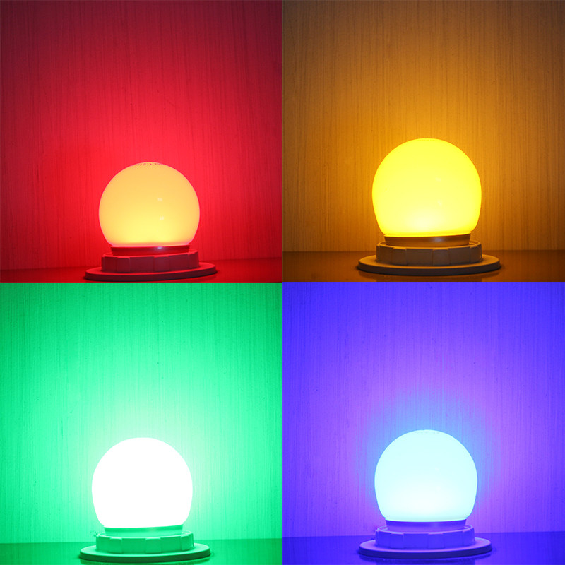 fsl佛山照明彩色灯泡e27螺口红光球泡七彩光源 绿蓝红黄白光灯泡